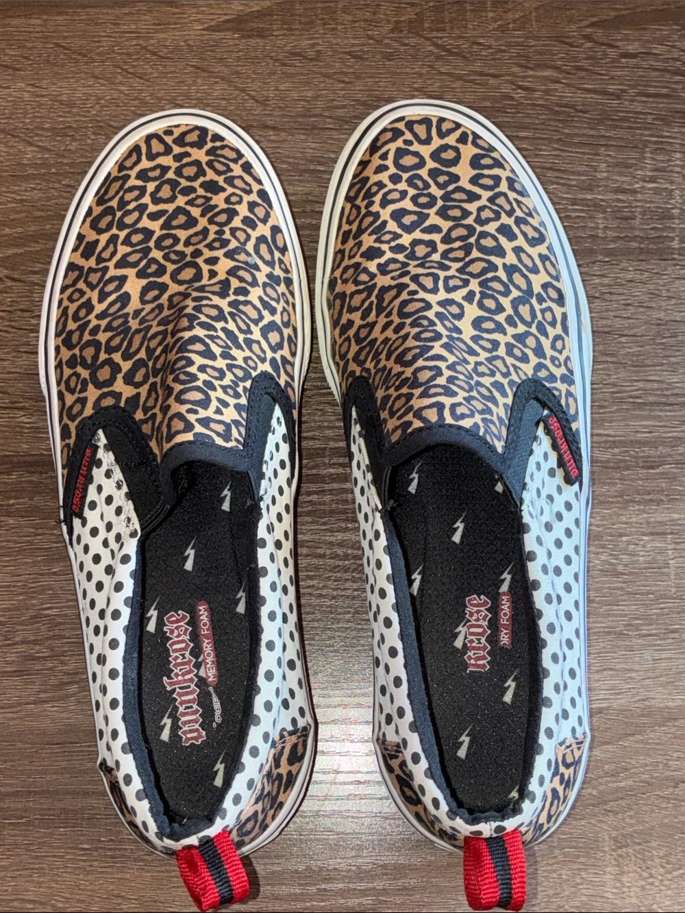 Y2K Punkrose (sketchers) Leopard Print Slip-On Sneakers in Tan and White7.5